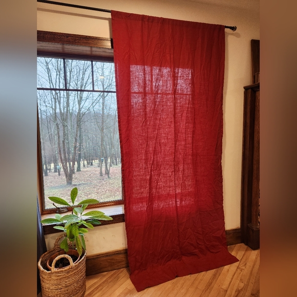Restoration Hardware Linen Curtains Deep Red SET 50 x 108 - Picture 2 of 5